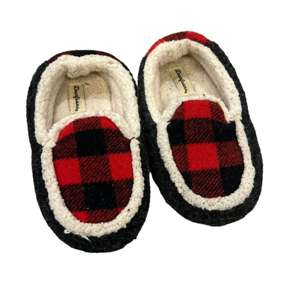 Boys Dearfoams Slippers New Size 9 10 Machine Washable